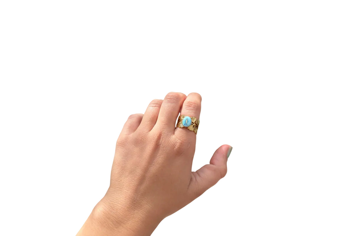 Trout Ring with turquoise background