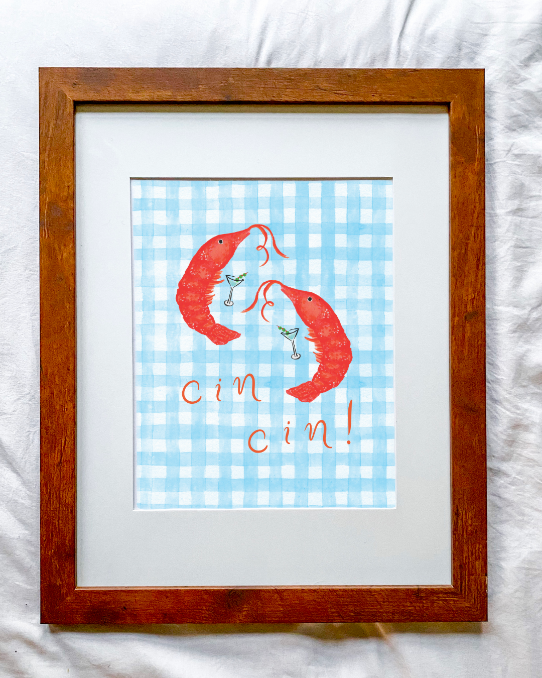 Cin Cin Shrimps on Blue Gingham!