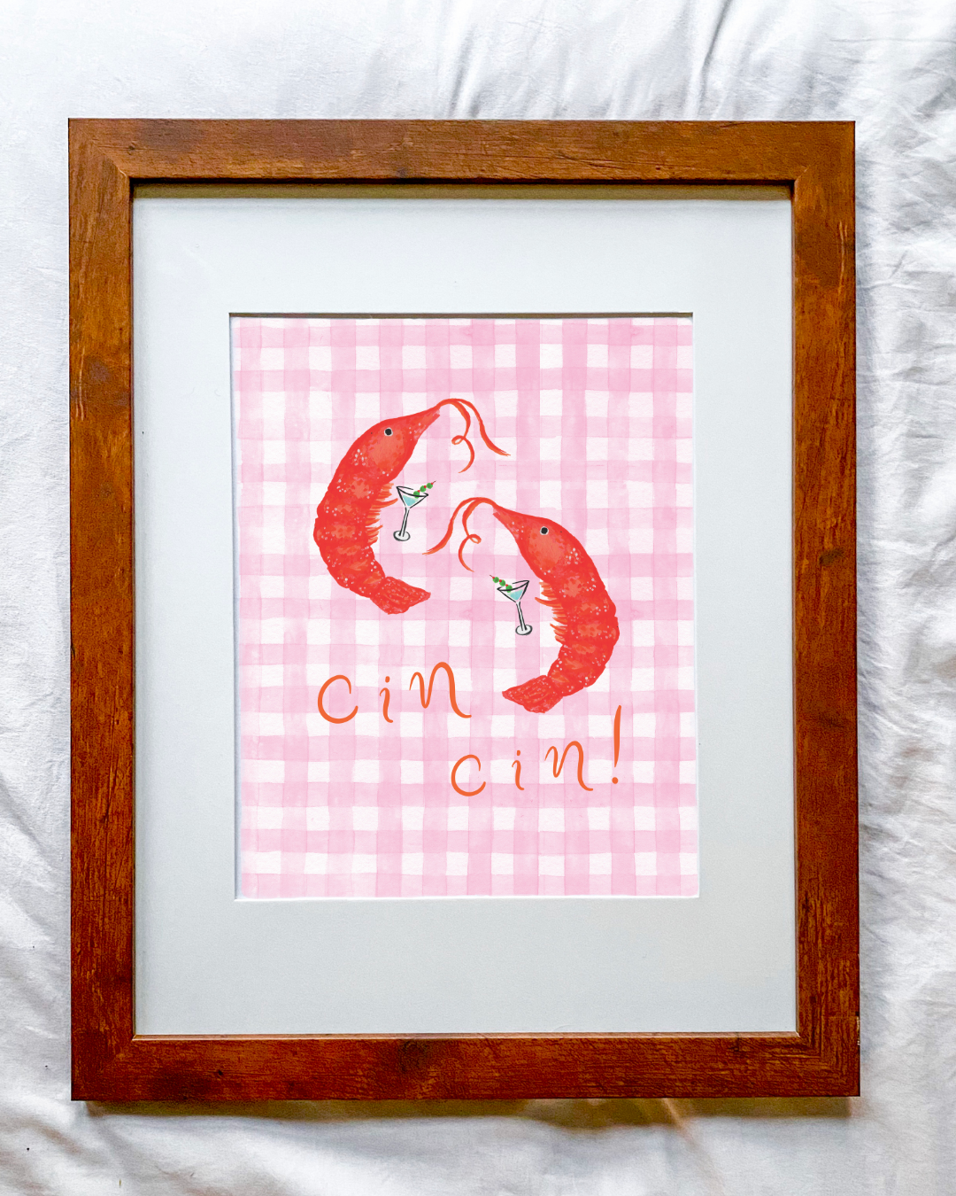 Cin Cin Shrimps on Pink Gingham!
