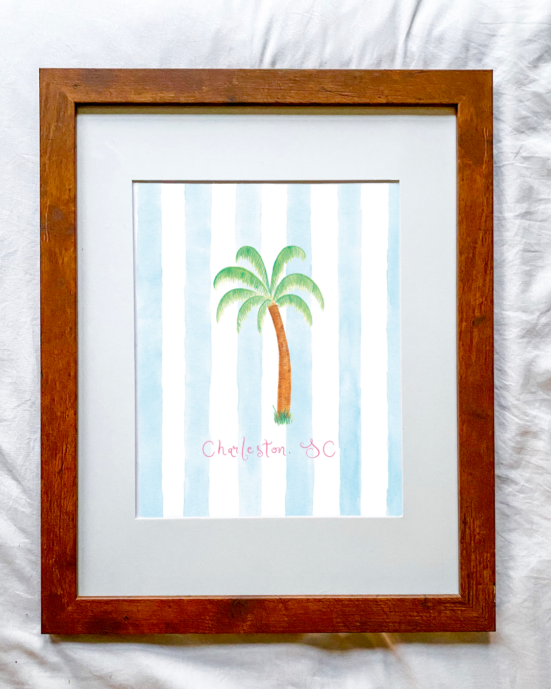 Blue Stripe Palm Tree Print!
