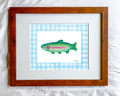 Rainbow Trout with Gingham Boarder Print