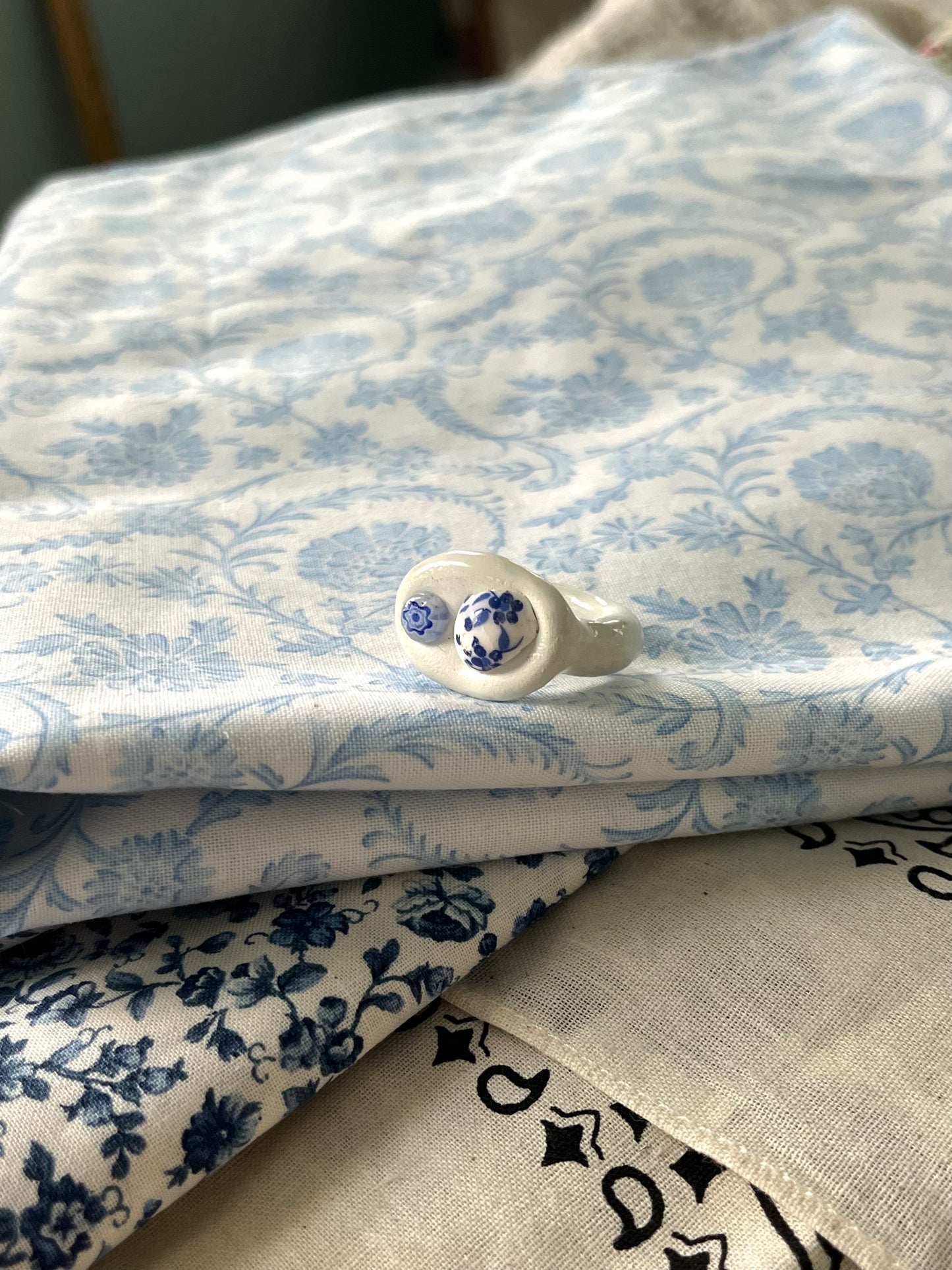 Blue and White Clay Ring