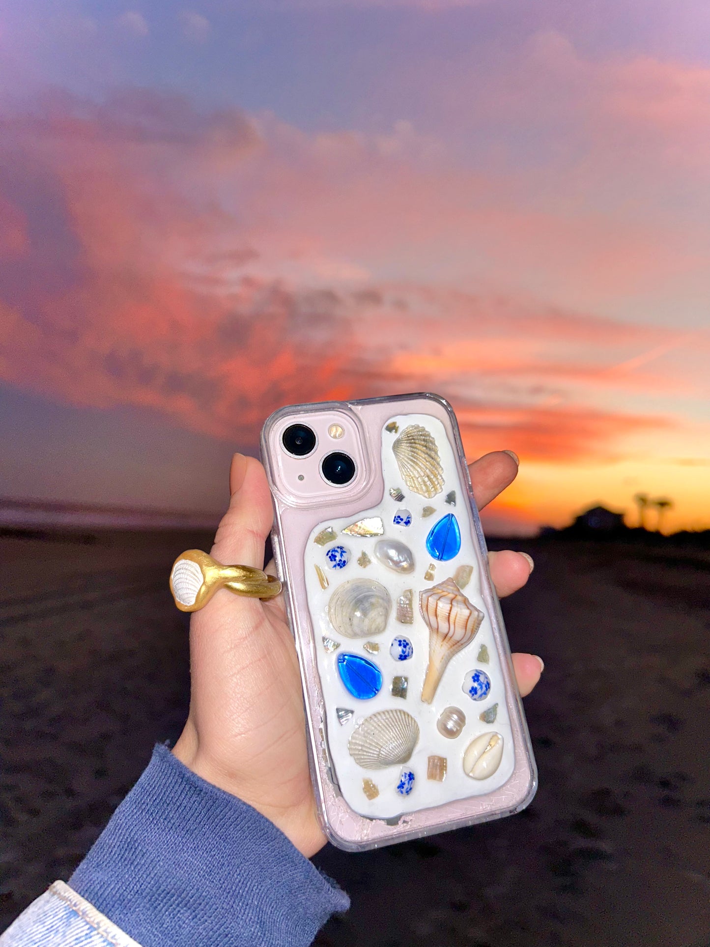 Blue Scheme Seashell Mosaic Phone Case