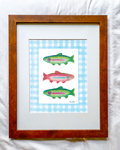 Rainbow Trout with Gingham Boarder Print!